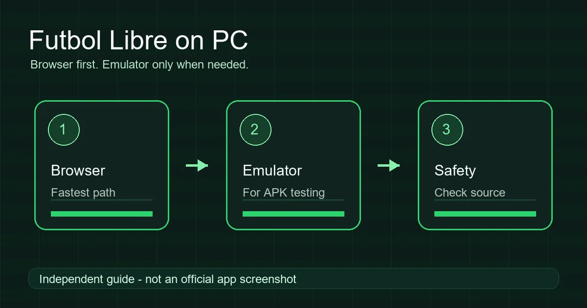 Diagrama de opciones para usar Futbol Libre en PC